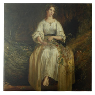 Ophelia weving her garlands, 1842 (olie op het pan tegeltje