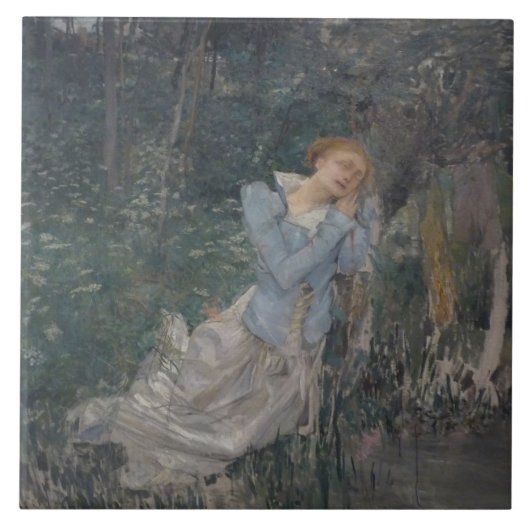 Ophelia (Woningvrouw) (door Jules Bastien-Lepage) Tegeltje (Voorkant)