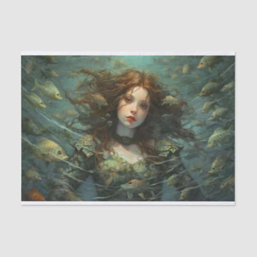 Ophelia zinkt neer met de vis tissuepapier (Voorkant)