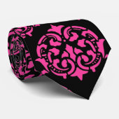 Ophete roze en zwarte vocht stropdas (Opgerold)