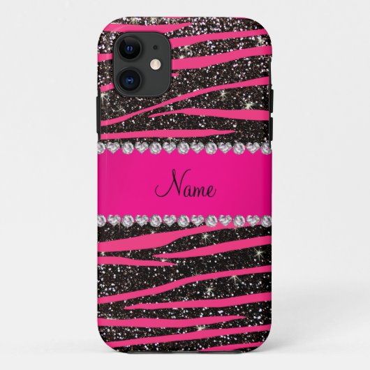 Ophete roze zebrastrepen zwarte glitterroze streep Case-Mate iPhone case (Achterkant)