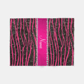 Ophete roze zebrastrepen zwarte glitterroze streep fleece deken (Voorkant (Horizontaal))