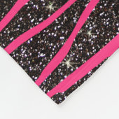 Ophete roze zebrastrepen zwarte glitterroze streep fleece deken (Hoek)
