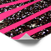 Ophete roze zebrastrepen zwarte glitterroze streep poster (Hoek)