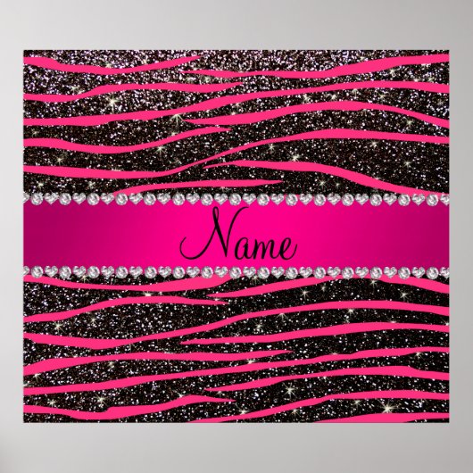 Ophete roze zebrastrepen zwarte glitterroze streep poster (Voorkant)