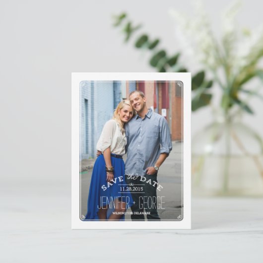 ophisticated Lijst Save the Date Briefkaart (Staand voorkant)