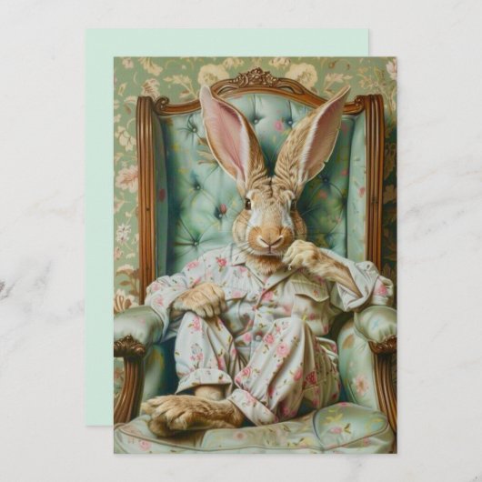 ophisticeerd konijn feestdagenkaart (Voorkant / Achterkant)
