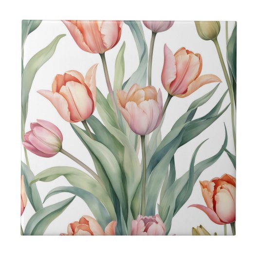 ophisticeerde tulp met Waterverf Tegeltje (Voorkant)