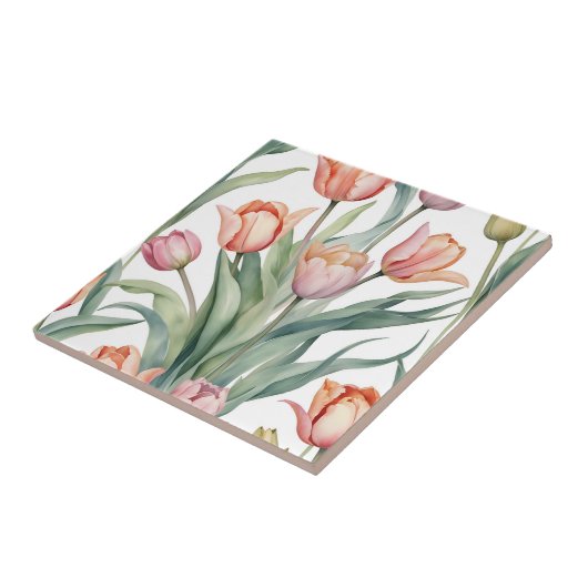 ophisticeerde tulp met Waterverf Tegeltje (Zijkant)