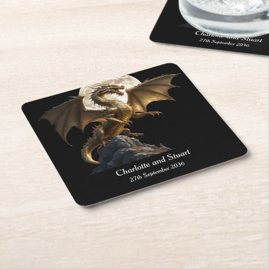 Ophitsende Woeste Draak Kartonnen Onderzetters (Schuin)