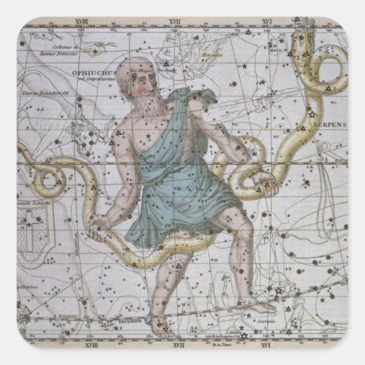 Ophiuchus of Serpentarius uit 'A Celestial Atlas' Vierkante Sticker (Voorkant)