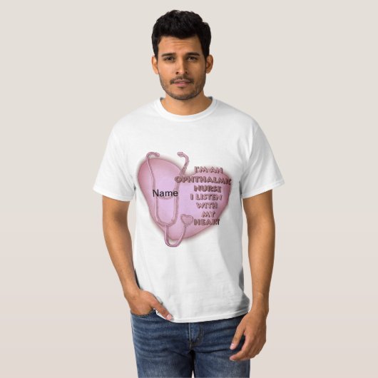 Ophthalmic Nurse Red Heart aangepaste verpleegkund T-shirt (Voorkant volledig)