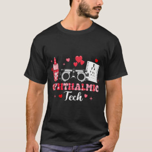 Ophthalmic Tech Eye Test Glasses Hearts Valentijn' T-shirt
