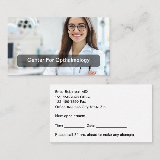 Ophthalmologist Vision Care Appointment Cards Visitekaartje (Voorkant / Achterkant)