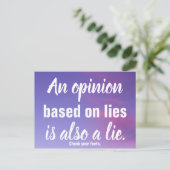 Opinie gebaseerd op leugens is ook een leugen tege briefkaart (Staand voorkant)