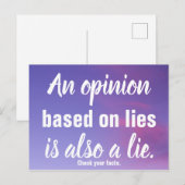 Opinie gebaseerd op leugens is ook een leugen tege briefkaart (Voorkant / Achterkant)