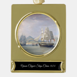 Opium Clipper Schepen 1824 Verguld Banner Ornament