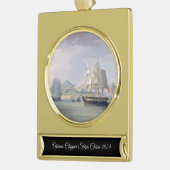 Opium Clipper Schepen 1824 Verguld Banner Ornament (Links)