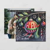 Opknoping in daar Tree gestreept ornament Feestdagenkaart (Voorkant / Achterkant)