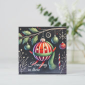 Opknoping in daar Tree gestreept ornament Feestdagenkaart (Staand voorkant)