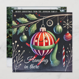 Opknoping in daar Tree gestreept ornament Feestdagenkaart