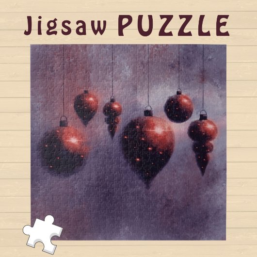 Opknoping Kerst Red Baubles op Violet - Legpuzzel