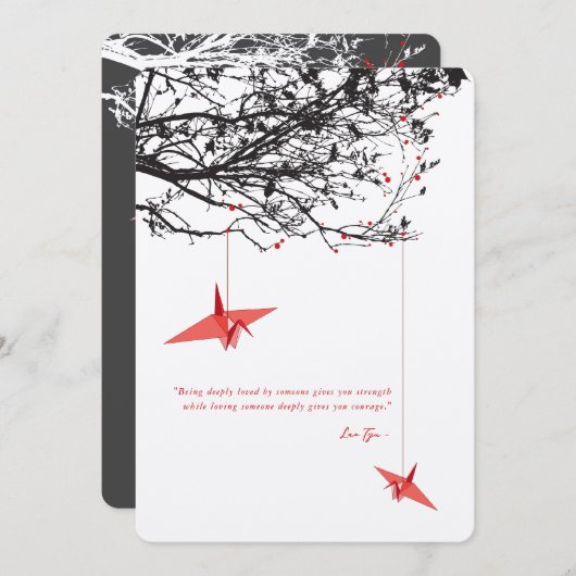 Opknoping Rode Papier Kranen Liefde Quote Aziatisc Kaart (Voorkant / Achterkant)