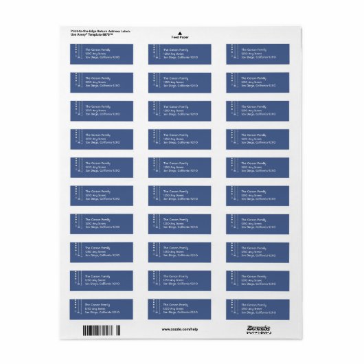 Opknoping Sneeuwvlokken Return Address Label (blau (Full Sheet)
