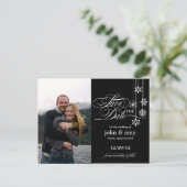 Opknoping Snowflakes Foto Save The Date (Zwart) Aankondigingskaart (Staand voorkant)