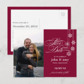 Opknoping Snowflakes Foto Sla de datum (rood) Aankondigingskaart (Voorkant / Achterkant)