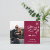 Opknoping Snowflakes Foto Sla de datum (rood) Aankondigingskaart (Staand voorkant)