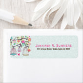 Opknoping Vogelkooien & Retro Flowers Vrijgezellen Etiket (Insitu)