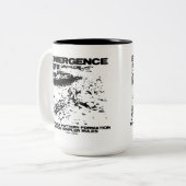 Opkomende complexe patroonformatie van eenvoudiger tweekleurige koffiemok (Voorkant links)