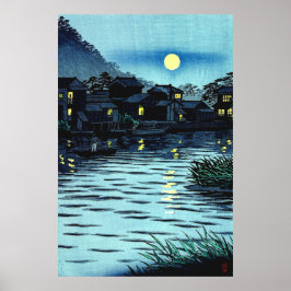 Opkomende maan bij Katase-rivier Kasamatsu Shiro 1 Poster