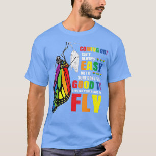 Opkomende vlinderstaarten en lgo voor vliegend LGB T-shirt