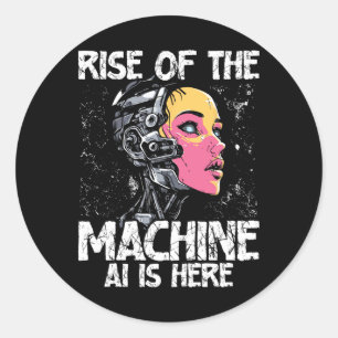 Opkomst van AI futuristisch menselijk robot hybrid Ronde Sticker