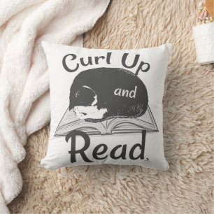 Opkrullen Lees Kat Koel Lezen Liefde Kunst Kussen