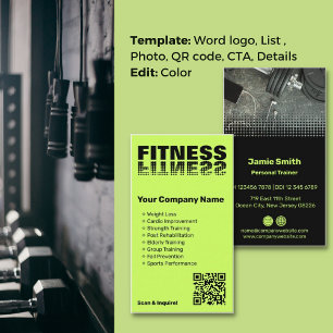 Oplaad Merk Lime Groen & Zwart Personal Trainer Visitekaartje