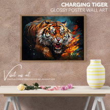 Oplaad Tijger Glanzende Poster Wand Kunst