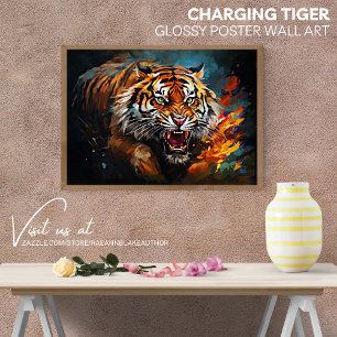 Oplaad Tijger Glanzende Poster Wand Kunst