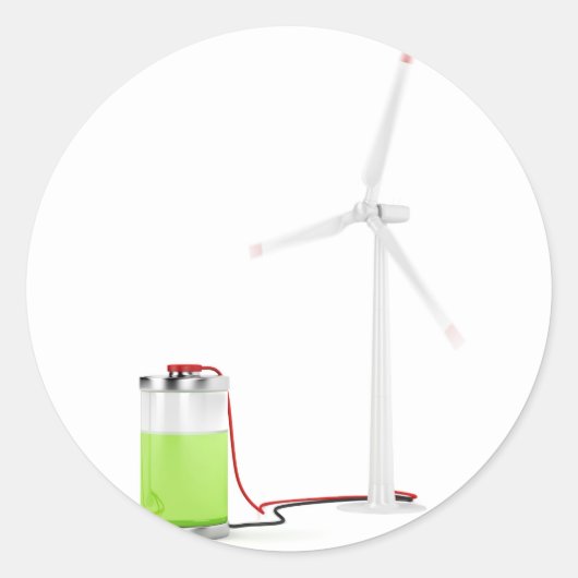 Oplaadbatterij met windturbine ronde sticker (Voorkant)
