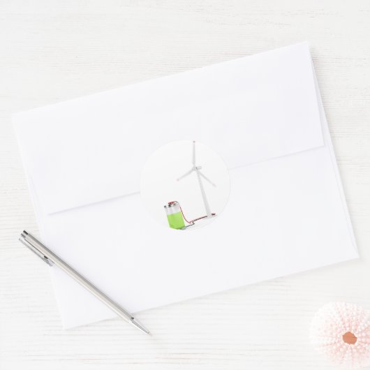 Oplaadbatterij met windturbine ronde sticker (Envelop)