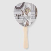 Oplaadmodus – Miss Meow in badjas Handwaaier (Achterkant)