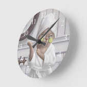 Oplaadmodus – Miss Meow in badjas Ronde Klok (Hoek)