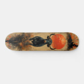 Oplaadstier onder vurige zonsondergang, retro krac persoonlijk skateboard (Horizontaal)
