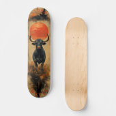 Oplaadstier onder vurige zonsondergang, retro krac persoonlijk skateboard (Voorkant)