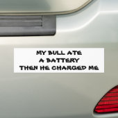 Oplaadstierbatterij woordspeling bumpersticker (Op auto)