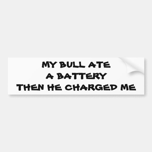 Oplaadstierbatterij woordspeling bumpersticker (Voorkant)