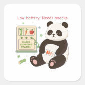 Opladen met bamboe snacks vierkante sticker (Voorkant)