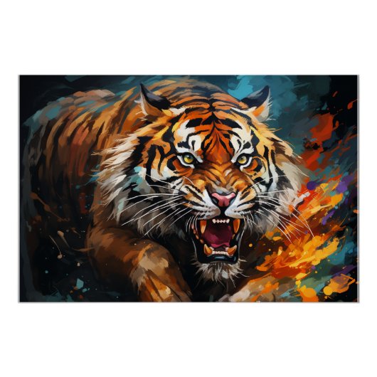 Opladen Tiger Glossy Poster Wall Art (Voorkant)